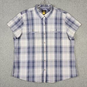 Cabela's Men's Shirt Short Sleeve Button Up 2XL Blue Plaid Outdoor Fishing